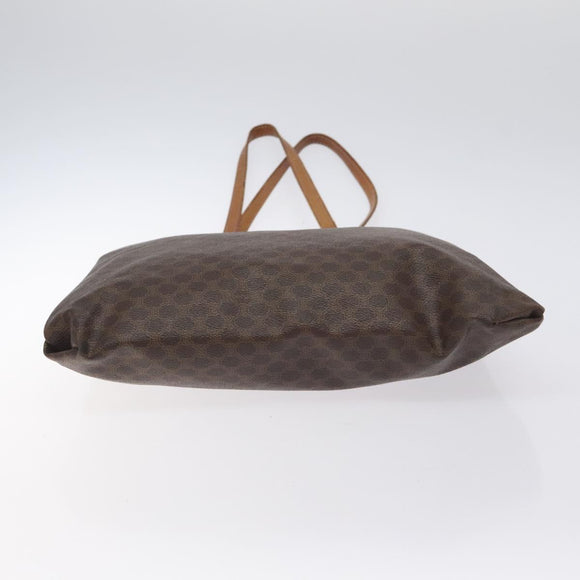 CELINE Macadam Canvas Tote Bag PVC Leather Brown Gold Auth bs27082