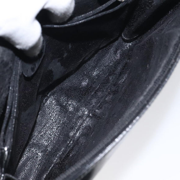 GUCCI Soho Clutch Bag Enamel Black Silver Auth bs27084