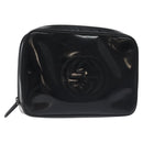 GUCCI Soho Clutch Bag Enamel Black Silver Auth bs27084-1