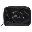 GUCCI Soho Clutch Bag Enamel Black Silver Auth bs27084-13