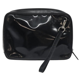 GUCCI Soho Clutch Bag Enamel Black Silver Auth bs27084 - 0