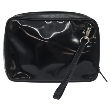 GUCCI Soho Clutch Bag Enamel Black Silver Auth bs27084 - 0