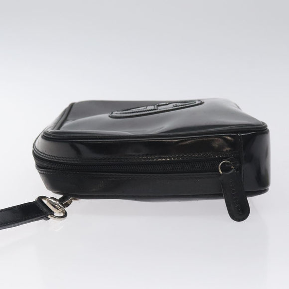 GUCCI Soho Clutch Bag Enamel Black Silver Auth bs27084