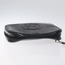 GUCCI Soho Clutch Bag Enamel Black Silver Auth bs27084-5