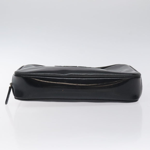 GUCCI Soho Clutch Bag Enamel Black Silver Auth bs27084