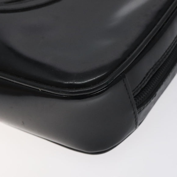 GUCCI Soho Clutch Bag Enamel Black Silver Auth bs27084