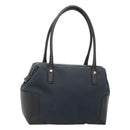 Salvatore Ferragamo Hand Bag Nylon Leather Black Silver Auth bs27088-1