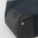 Salvatore Ferragamo Hand Bag Nylon Leather Black Silver Auth bs27088-14