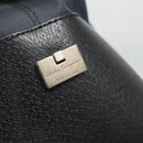 Salvatore Ferragamo Hand Bag Nylon Leather Black Silver Auth bs27088-10