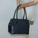 Salvatore Ferragamo Hand Bag Nylon Leather Black Silver Auth bs27088-21