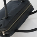 Salvatore Ferragamo Hand Bag Nylon Leather Black Silver Auth bs27088-6
