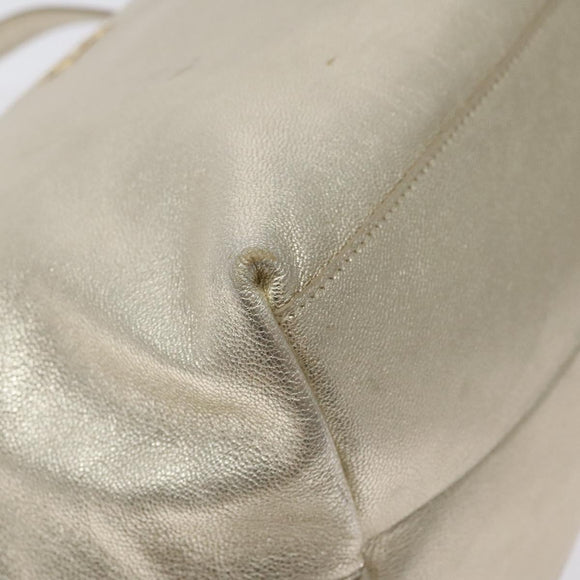 Salvatore Ferragamo Hand Bag Leather Champagne Gold Gold Auth bs27089