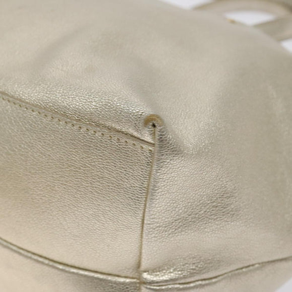 Salvatore Ferragamo Hand Bag Leather Champagne Gold Gold Auth bs27089