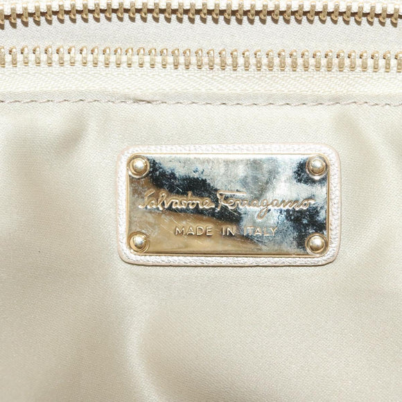 Salvatore Ferragamo Hand Bag Leather Champagne Gold Gold Auth bs27089