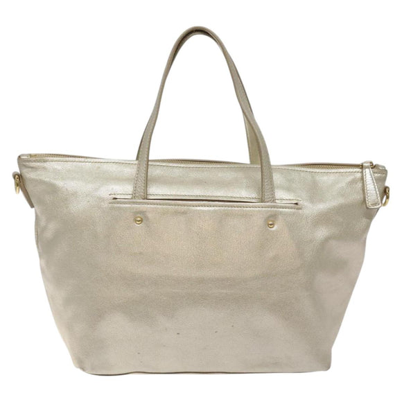 Salvatore Ferragamo Hand Bag Leather Champagne Gold Gold Auth bs27089