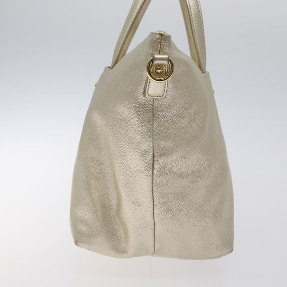 Salvatore Ferragamo Hand Bag Leather Champagne Gold Gold Auth bs27089