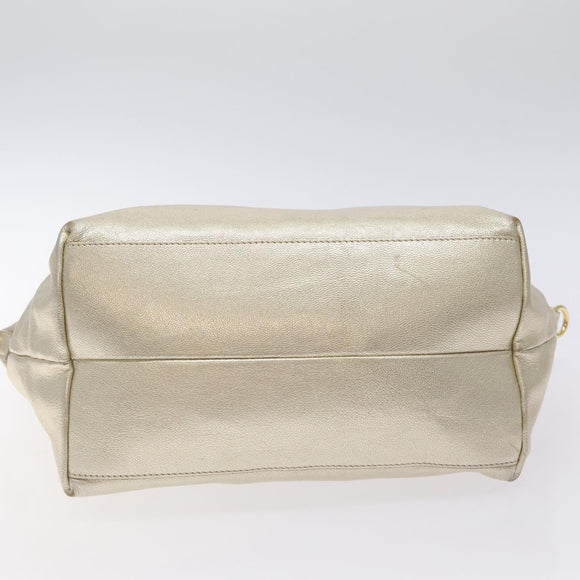 Salvatore Ferragamo Hand Bag Leather Champagne Gold Gold Auth bs27089
