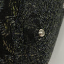 CHANEL Tote Bag Tweed Black Silver CC Auth bs27090-9