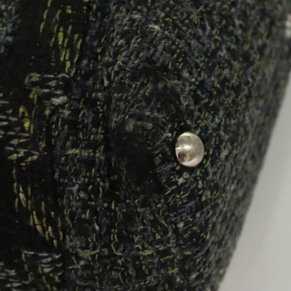 CHANEL Tote Bag Tweed Black Silver CC Auth bs27090