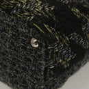 CHANEL Tote Bag Tweed Black Silver CC Auth bs27090-14