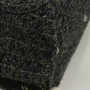 CHANEL Tote Bag Tweed Black Silver CC Auth bs27090-15