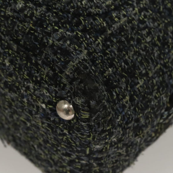 CHANEL Tote Bag Tweed Black Silver CC Auth bs27090