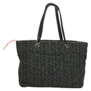 CHANEL Tote Bag Tweed Black Silver CC Auth bs27090-2