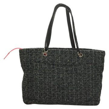 CHANEL Tote Bag Tweed Black Silver CC Auth bs27090 - 0