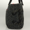 CHANEL Tote Bag Tweed Black Silver CC Auth bs27090-4