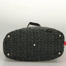 CHANEL Tote Bag Tweed Black Silver CC Auth bs27090-5