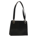 Salvatore Ferragamo Gancini Shoulder Bag Leather Black Silver Auth bs27093-1