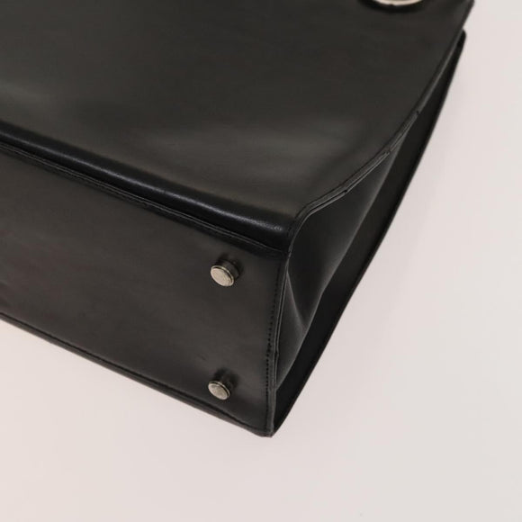 Salvatore Ferragamo Gancini Shoulder Bag Leather Black Silver Auth bs27093