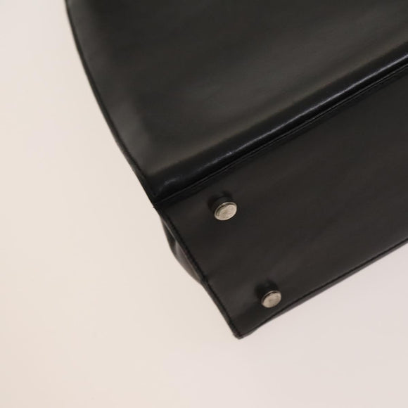 Salvatore Ferragamo Gancini Shoulder Bag Leather Black Silver Auth bs27093