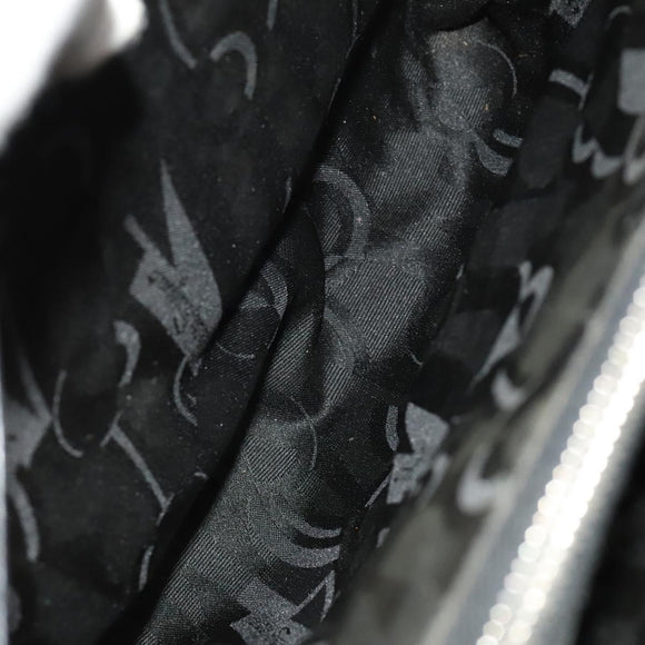 Salvatore Ferragamo Gancini Shoulder Bag Leather Black Silver Auth bs27093