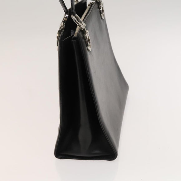 Salvatore Ferragamo Gancini Shoulder Bag Leather Black Silver Auth bs27093