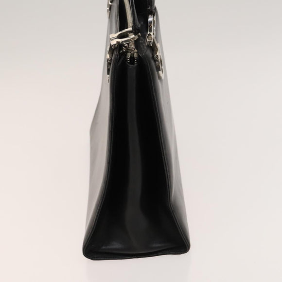 Salvatore Ferragamo Gancini Shoulder Bag Leather Black Silver Auth bs27093