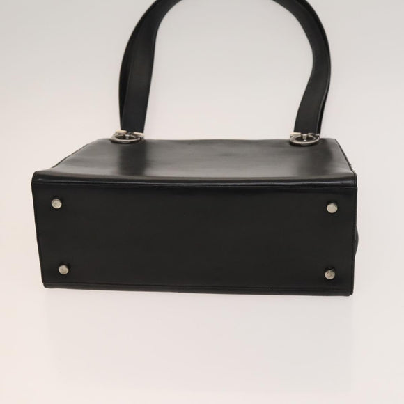 Salvatore Ferragamo Gancini Shoulder Bag Leather Black Silver Auth bs27093