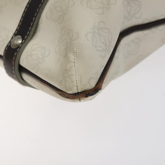 LOEWE Anagram Tote Bag PVC White Silver Auth bs27096