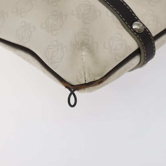 LOEWE Anagram Tote Bag PVC White Silver Auth bs27096