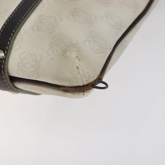 LOEWE Anagram Tote Bag PVC White Silver Auth bs27096