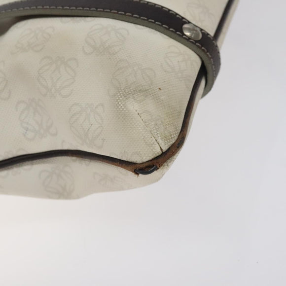 LOEWE Anagram Tote Bag PVC White Silver Auth bs27096