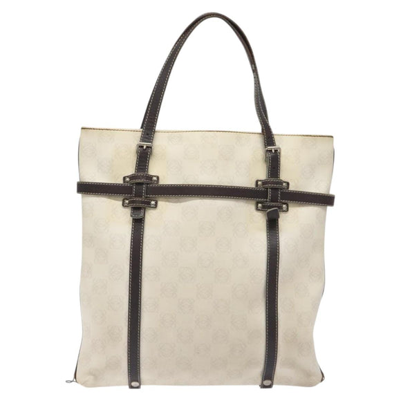 LOEWE Anagram Tote Bag PVC White Silver Auth bs27096