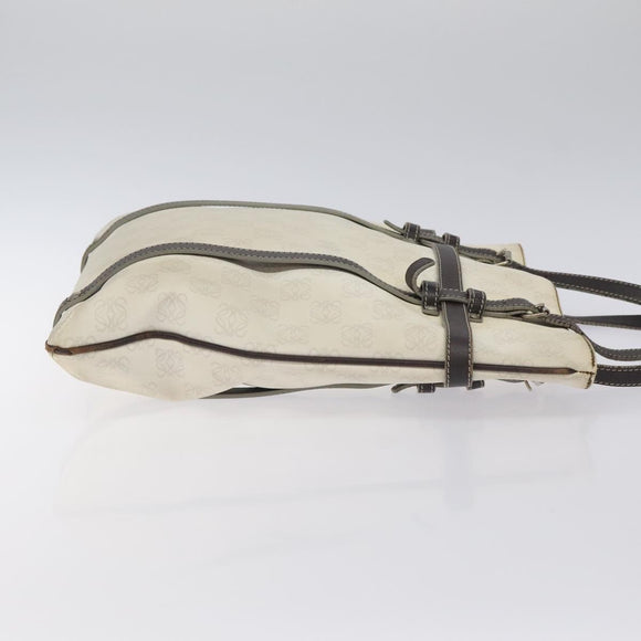 LOEWE Anagram Tote Bag PVC White Silver Auth bs27096