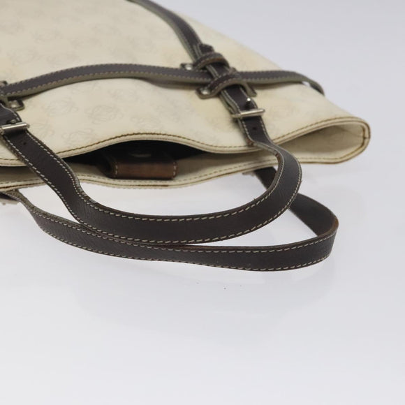 LOEWE Anagram Tote Bag PVC White Silver Auth bs27096