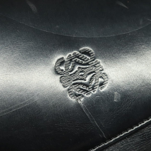 LOEWE Anagram Shoulder Bag Leather Black Gold Auth bs27097