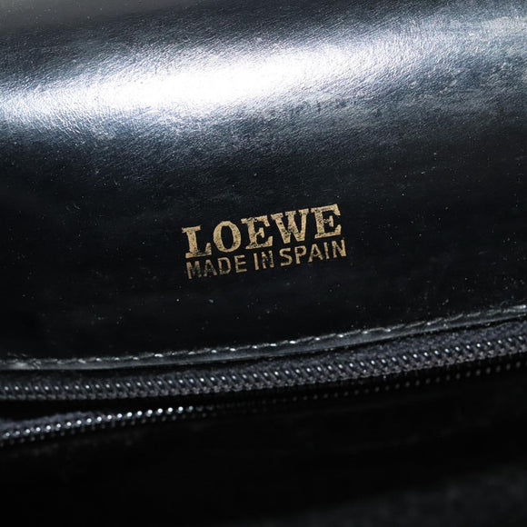 LOEWE Anagram Shoulder Bag Leather Black Gold Auth bs27097