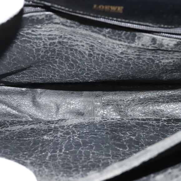 LOEWE Anagram Shoulder Bag Leather Black Gold Auth bs27097