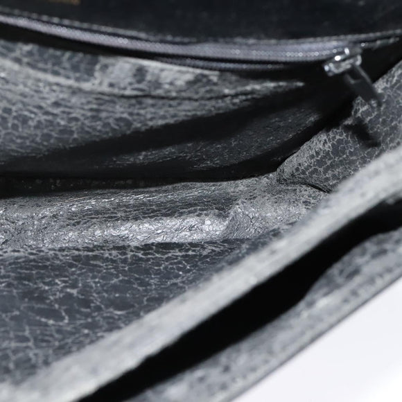 LOEWE Anagram Shoulder Bag Leather Black Gold Auth bs27097