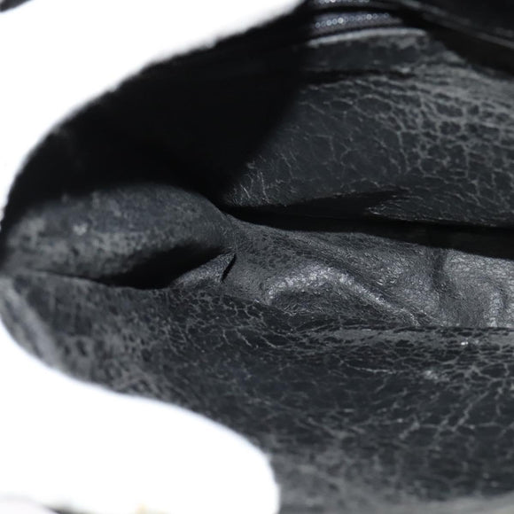 LOEWE Anagram Shoulder Bag Leather Black Gold Auth bs27097