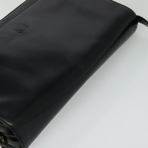 LOEWE Anagram Shoulder Bag Leather Black Gold Auth bs27097